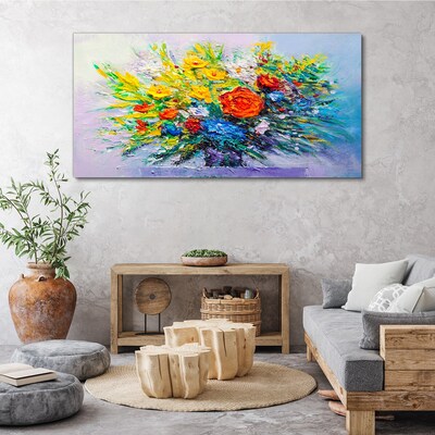 Canvas schilderij Een bloemencompositie in intense kleuren