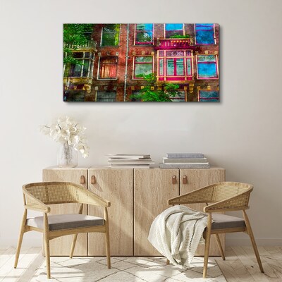 Schilderij op doek De kleurrijke gevels van de Amsterdamse huurkazernes