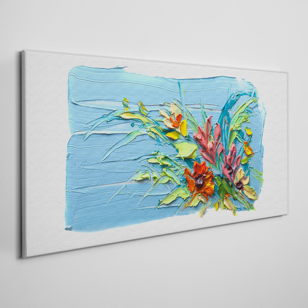 Foto op canvas Bloemen op een blauwe achtergrond