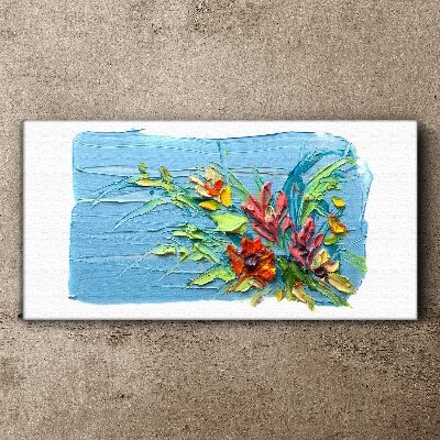 Foto op canvas Bloemen op een blauwe achtergrond