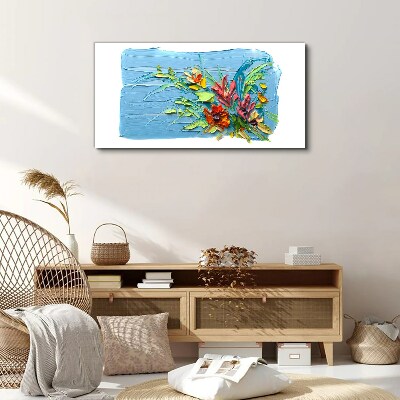 Foto op canvas Bloemen op een blauwe achtergrond