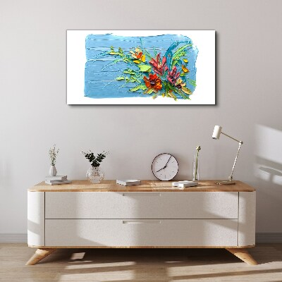 Foto op canvas Bloemen op een blauwe achtergrond