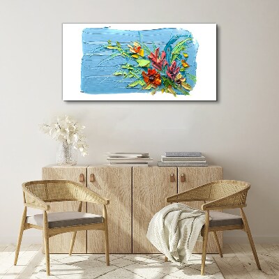 Foto op canvas Bloemen op een blauwe achtergrond