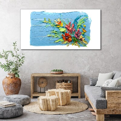 Foto op canvas Bloemen op een blauwe achtergrond