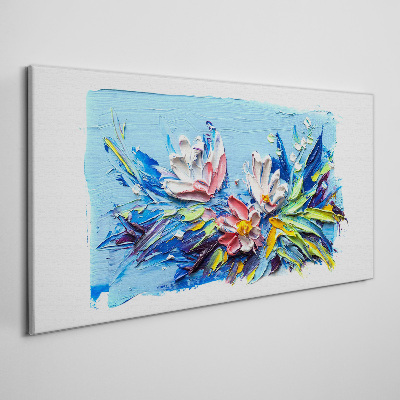 Canvas schilderij Een bloemenlandschap in blauwtinten