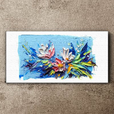 Canvas schilderij Een bloemenlandschap in blauwtinten