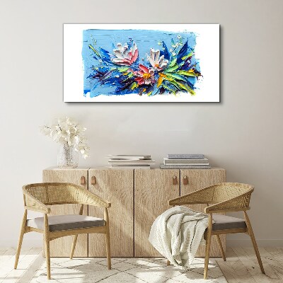 Canvas schilderij Een bloemenlandschap in blauwtinten