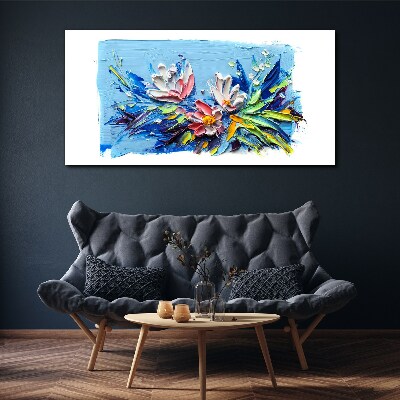 Canvas schilderij Een bloemenlandschap in blauwtinten