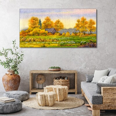 Canvas schilderij Gouden herfst in het landelijke landschap