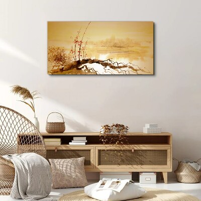 Foto op canvas Gouden tinten aan de waterkant