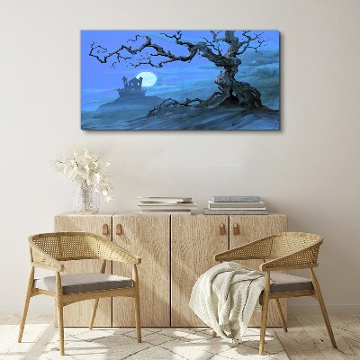 Foto op canvas Kasteel in het maanlicht