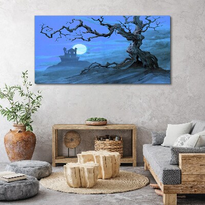 Foto op canvas Kasteel in het maanlicht