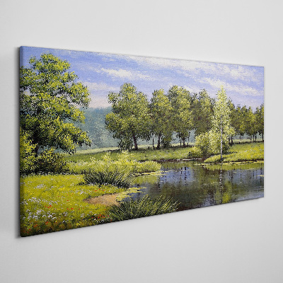 Foto op canvas Een vredig landschap aan de rivier