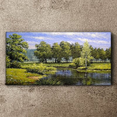 Foto op canvas Een vredig landschap aan de rivier