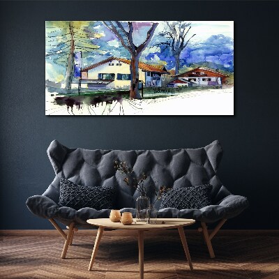 Schilderij op doek Landelijk landschap in aquarel