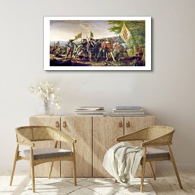 Schilderij op doek Verovering van de Nieuwe Wereld