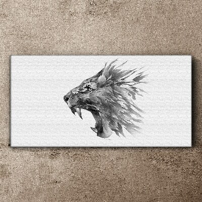 Canvas schilderij De leeuwenkreet in grijstinten