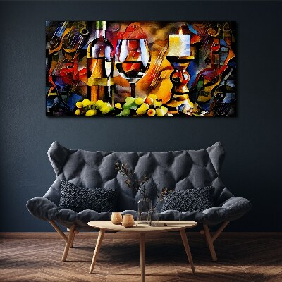 Schilderij op doek Een avond met wijn en fruit