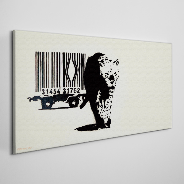 Canvas schilderij Banksy luipaard barcode