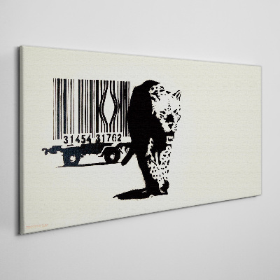 Canvas schilderij Banksy luipaard barcode