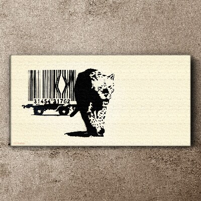 Canvas schilderij Banksy luipaard barcode