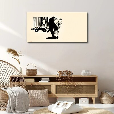 Canvas schilderij Banksy luipaard barcode
