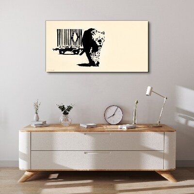Canvas schilderij Banksy luipaard barcode