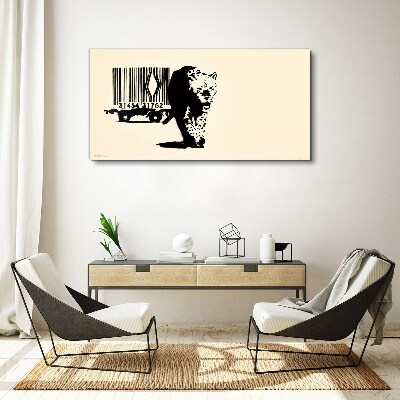 Canvas schilderij Banksy luipaard barcode