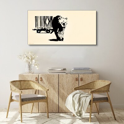 Canvas schilderij Banksy luipaard barcode