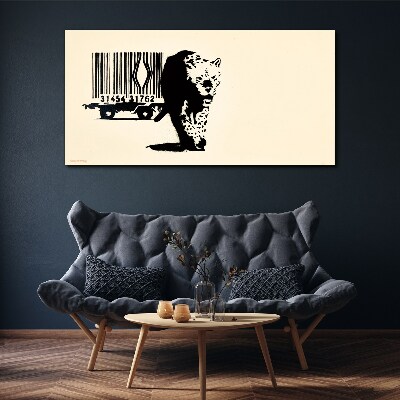 Canvas schilderij Banksy luipaard barcode