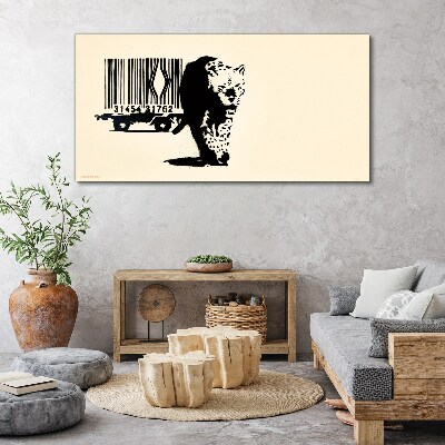 Canvas schilderij Banksy luipaard barcode