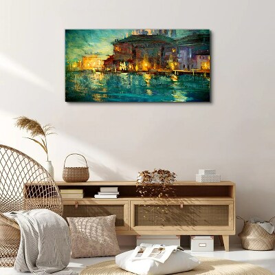 Foto op canvas Avondgloed over het water