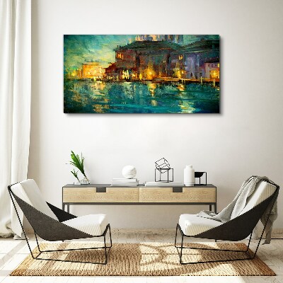 Foto op canvas Avondgloed over het water