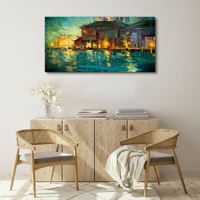 Foto op canvas Avondgloed over het water