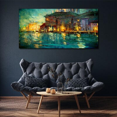 Foto op canvas Avondgloed over het water