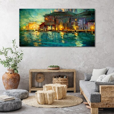 Foto op canvas Avondgloed over het water