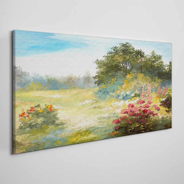 Canvas schilderij Bloemenlandschap van een zomermorgen