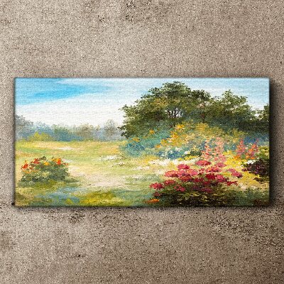 Canvas schilderij Bloemenlandschap van een zomermorgen