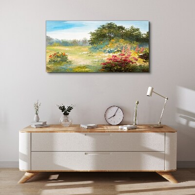 Canvas schilderij Bloemenlandschap van een zomermorgen