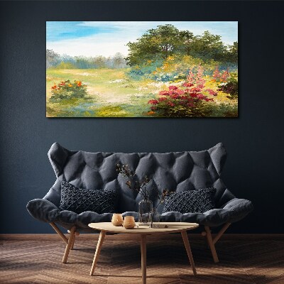 Canvas schilderij Bloemenlandschap van een zomermorgen