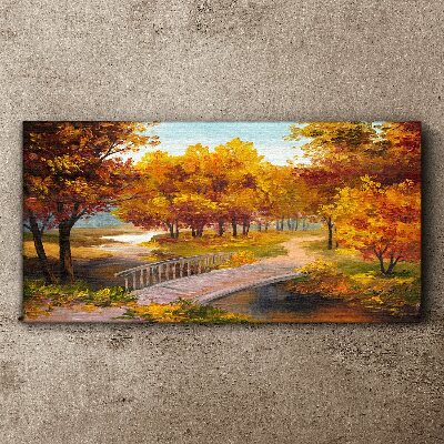 Foto op canvas Gouden brug in het herfstpark