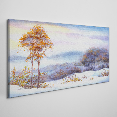 Schilderij op doek Winterlandschap met bomen