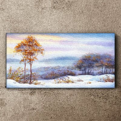 Schilderij op doek Winterlandschap met bomen