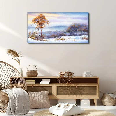 Schilderij op doek Winterlandschap met bomen