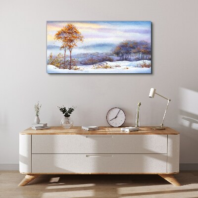 Schilderij op doek Winterlandschap met bomen