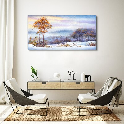 Schilderij op doek Winterlandschap met bomen
