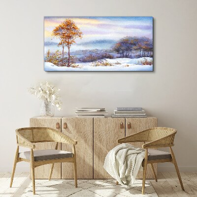 Schilderij op doek Winterlandschap met bomen