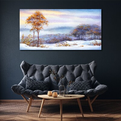 Schilderij op doek Winterlandschap met bomen