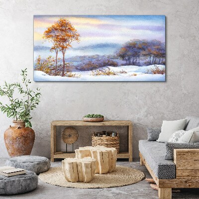 Schilderij op doek Winterlandschap met bomen