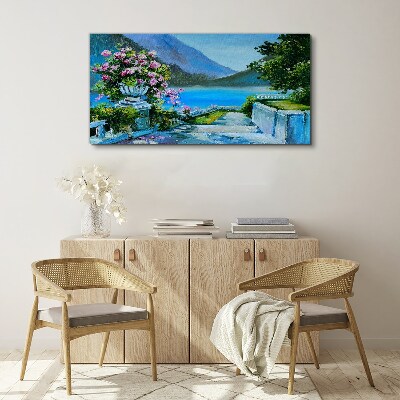 Canvas schilderij Romantisch uitzicht aan het meer
